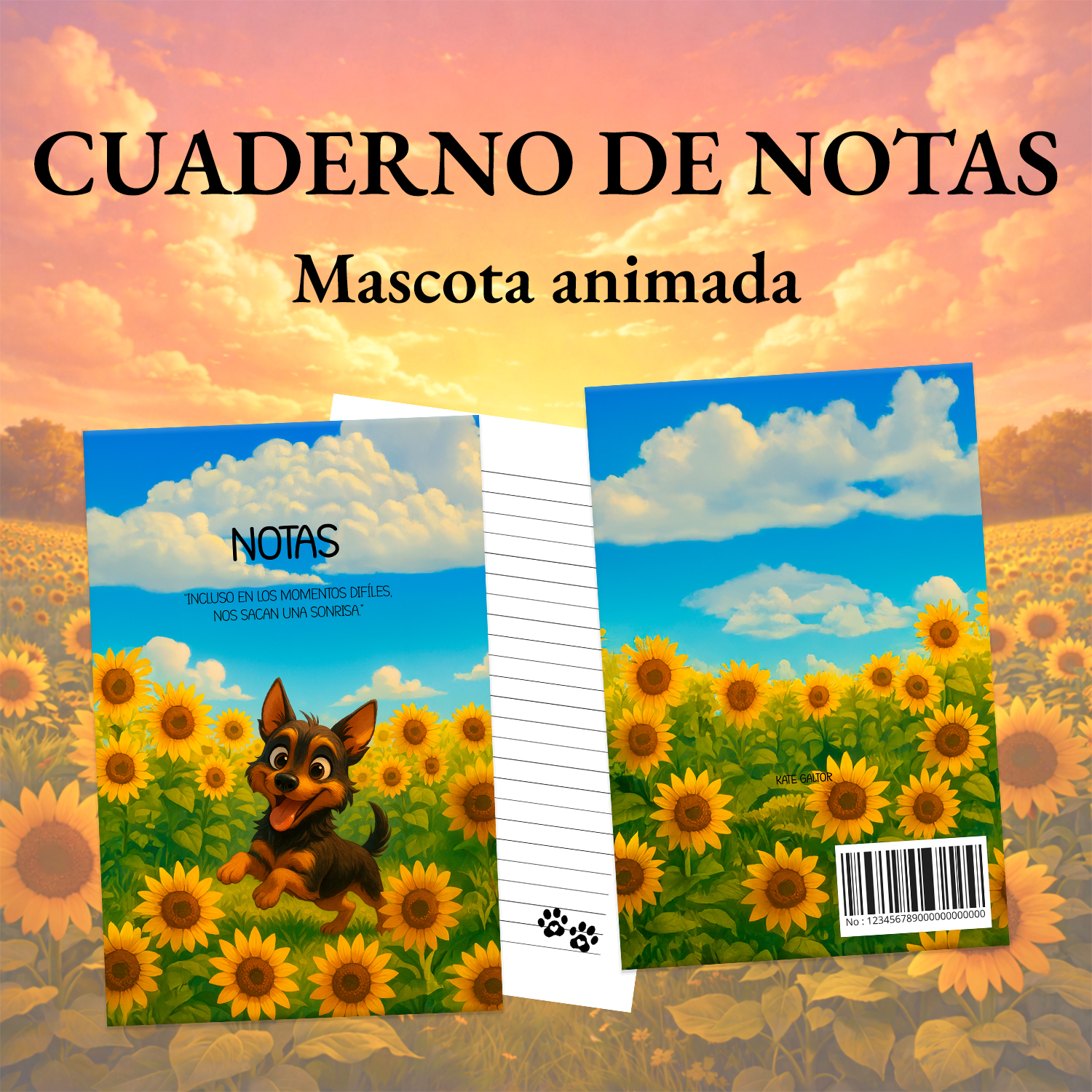 Cuaderno de notas - perrito negro y marrón